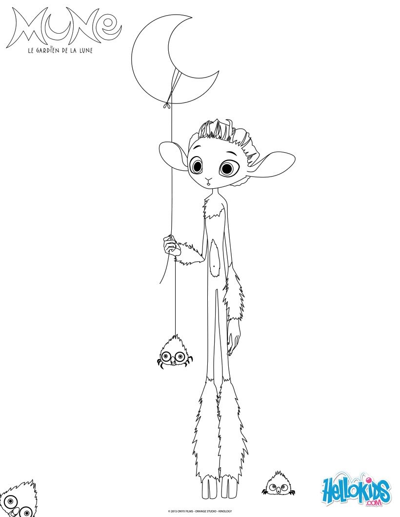 Coloriage MUNE LE GARDIEN DE LA LUNE Coloriages Coloriage Mune et la lune