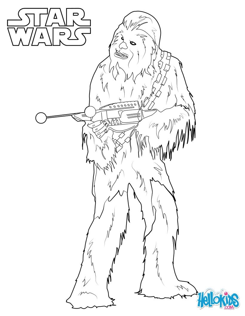 Coloriage Star Wars Chewbacca le wookie Colorier en ligne Imprimer