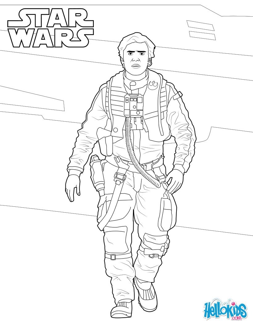 Coloriages poe dameron le réveil de la force fr hellokids Coloriage Star Wars Poe Dameron Le réveil de la force
