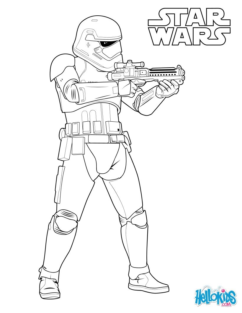 Coloriage Star Wars Stormtrooper du Premier Ordre au bat Colorier en ligne Imprimer