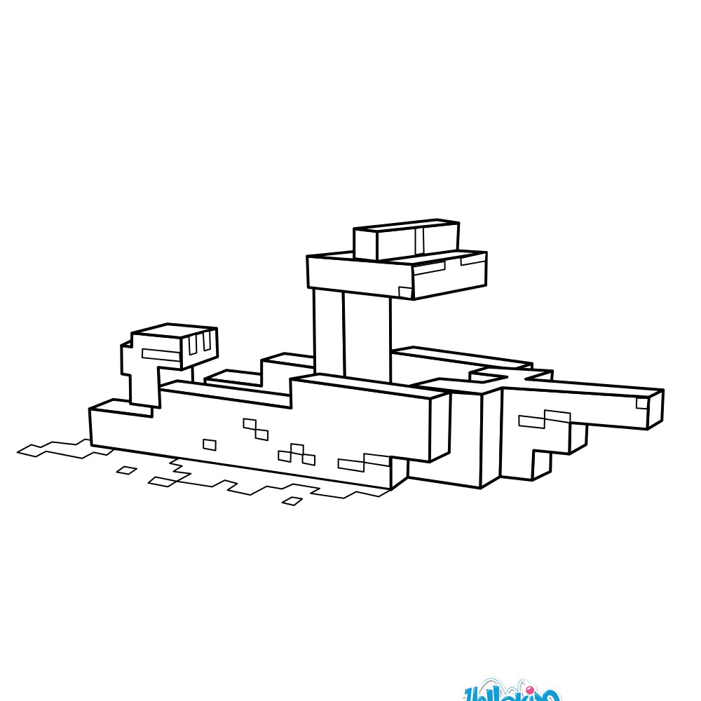 Coloriage Un bateau dans Minecraft