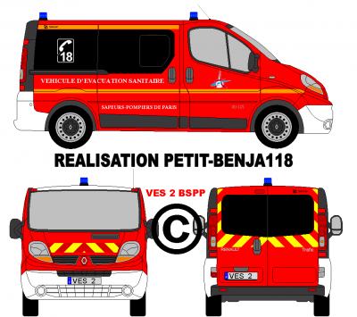 Renault Trafic Véhicule d'Evacuation Sanitaire VES 2 Brigade des Sapeurs Pompiers de Paris