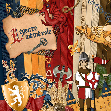 Kit de digiscrapbooking sur le thème de monde médiéval