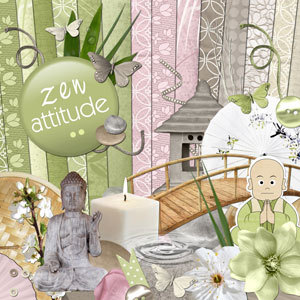 Kit de digiscrapbooking sur le thème de la Zen attitude