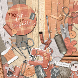 Kit de digiscrapbooking sur le thème de la couture