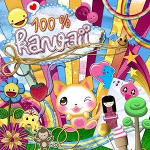 Kit de digiscrapbooking sur le thème Kawaii