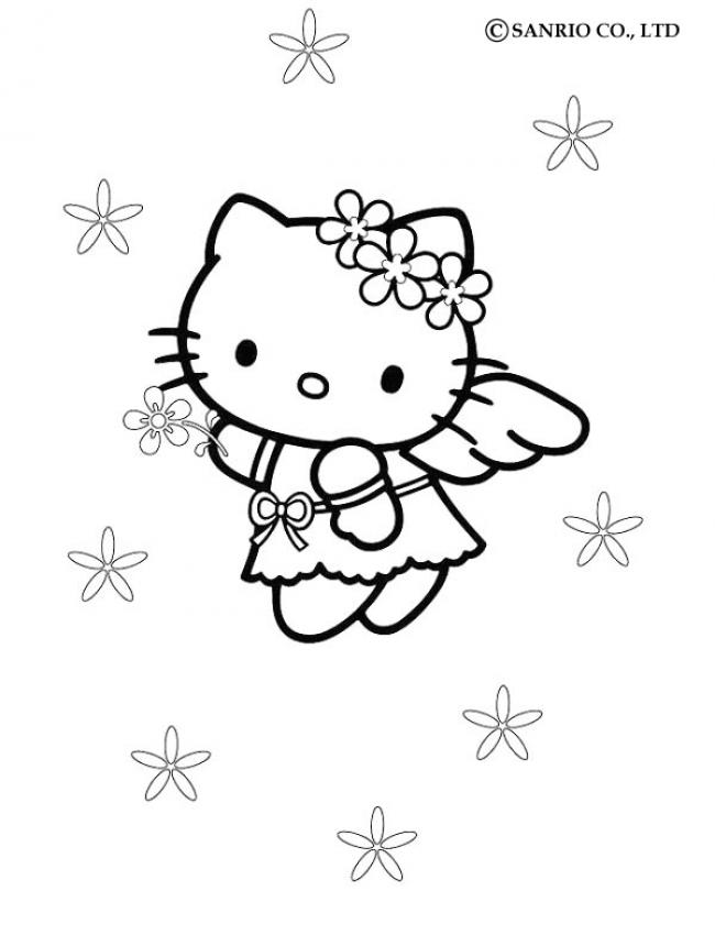 Coloriages coloriage de hello kitty petit ange - fr ...