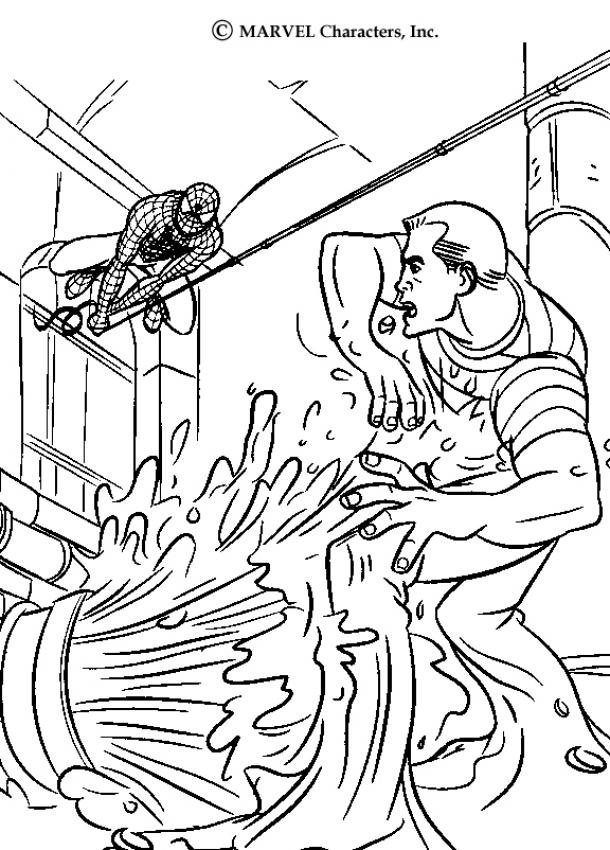 Coloriage : Combat entre Spiderman et l'homme sable