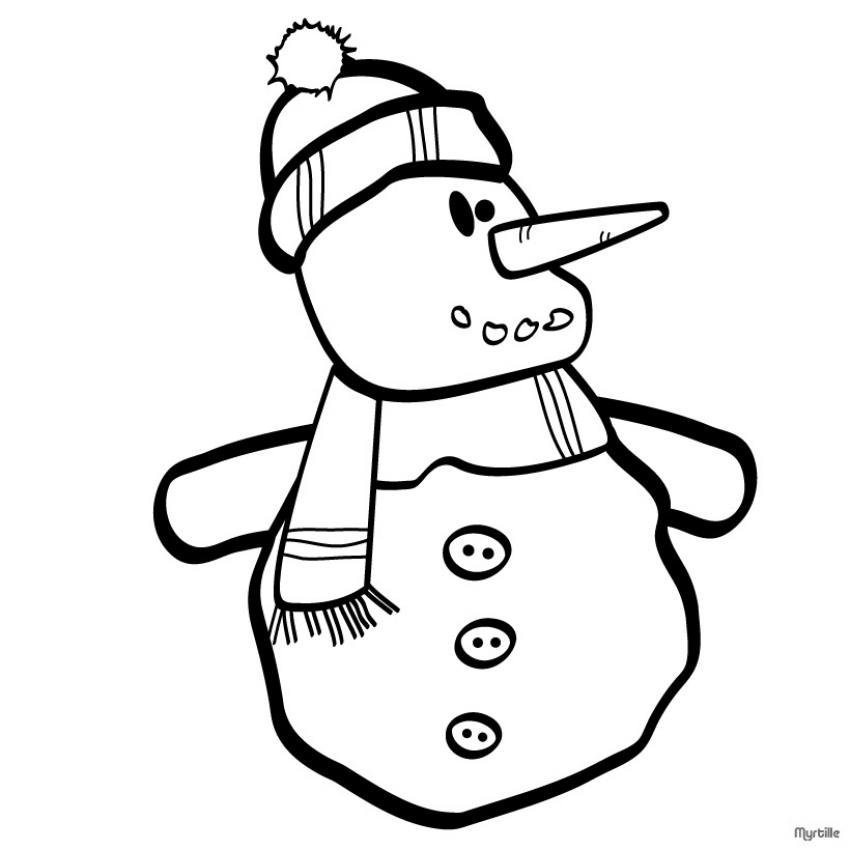 Coloriages coloriage d'un bonhomme de neige  fr.hellokids.com