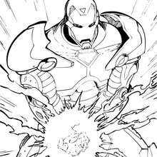 Coloriage de Iron Man qui se concentre