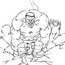 Coloriage de Hulk qui fait trembler le sol - Coloriage - Coloriage SUPER HEROS - Coloriage de HULK - Coloriage HULK A IMPRIMER