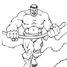 Coloriage de Hulk tordant une baramine - Coloriage - Coloriage SUPER HEROS - Coloriage de HULK - Coloriage HULK A IMPRIMER