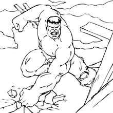 Coloriage de la destruction de Hulk - Coloriage - Coloriage SUPER HEROS - Coloriage de HULK - Coloriage HULK A IMPRIMER