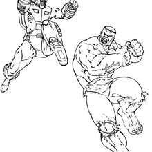 Coloriage de Hulk contre le Leader - Coloriage - Coloriage SUPER HEROS - Coloriage de HULK - Coloriage HULK A IMPRIMER