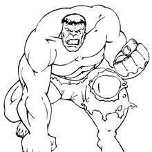 Coloriage de Hulk à genoux - Coloriage - Coloriage SUPER HEROS - Coloriage de HULK - Coloriages HULK