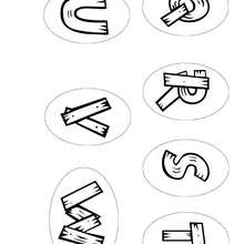 Lettres U à W - Coloriage - Coloriage LETTRES ALPHABET - Coloriage lettres alphabet WESTERN