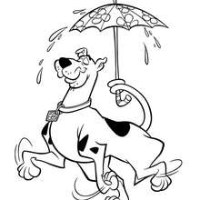 Coloriage de Scooby-Doo sous la pluie