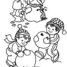 Coloriage d'un bonhomme de neige avec les enfants