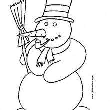 Coloriage : Bonhomme de neige avec une pipe
