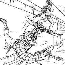 Coloriage : Spiderman attaqué par le Bouffon vert