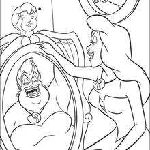 Coloriage de l'image d'Ursula dans le miroir - Coloriage - Coloriage DISNEY - Coloriage LA PETITE SIRENE