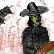 Dessin d'enfant : La sorcière verte