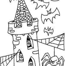 Coloriage d'Halloween : Coloriage de la tour des fantômes