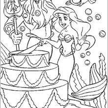 Coloriage Disney : Ariel et le gâteau