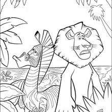 Coloriage Madagascar : Alex le lion et Marty le zèbre