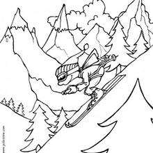 Coloriage d'un skieur sur les pistes