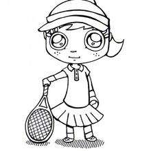 Coloriage : Petite championne de tennis