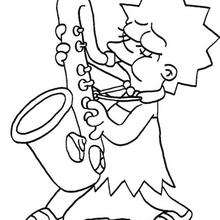 Coloriage de Lisa jouant du saxo