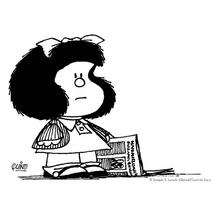 Coloriage de Mafalda qui lit le journal - Coloriage - Coloriage PERSONNAGE BD - Coloriage MAFALDA - Coloriage MAFALDA A IMPRIMER