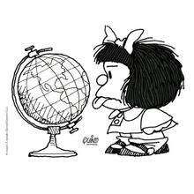 Coloriage de Mafalda tirant la langue - Coloriage - Coloriage PERSONNAGE BD - Coloriage MAFALDA - Coloriages MAFALDA