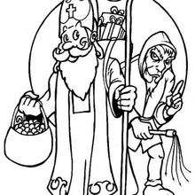 Coloriage de Saint Nicolas et du Père Fouettard - Coloriage - Coloriage FETES - Coloriage NOEL - Coloriage LEGENDE DE SAINT NICOLAS pour Noël