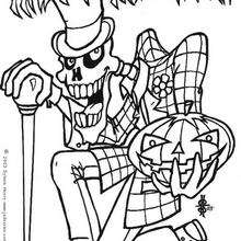 Coloriage d'Halloween : Squelette élégant
