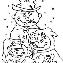 Coloriage : La famille bonhommes de neige