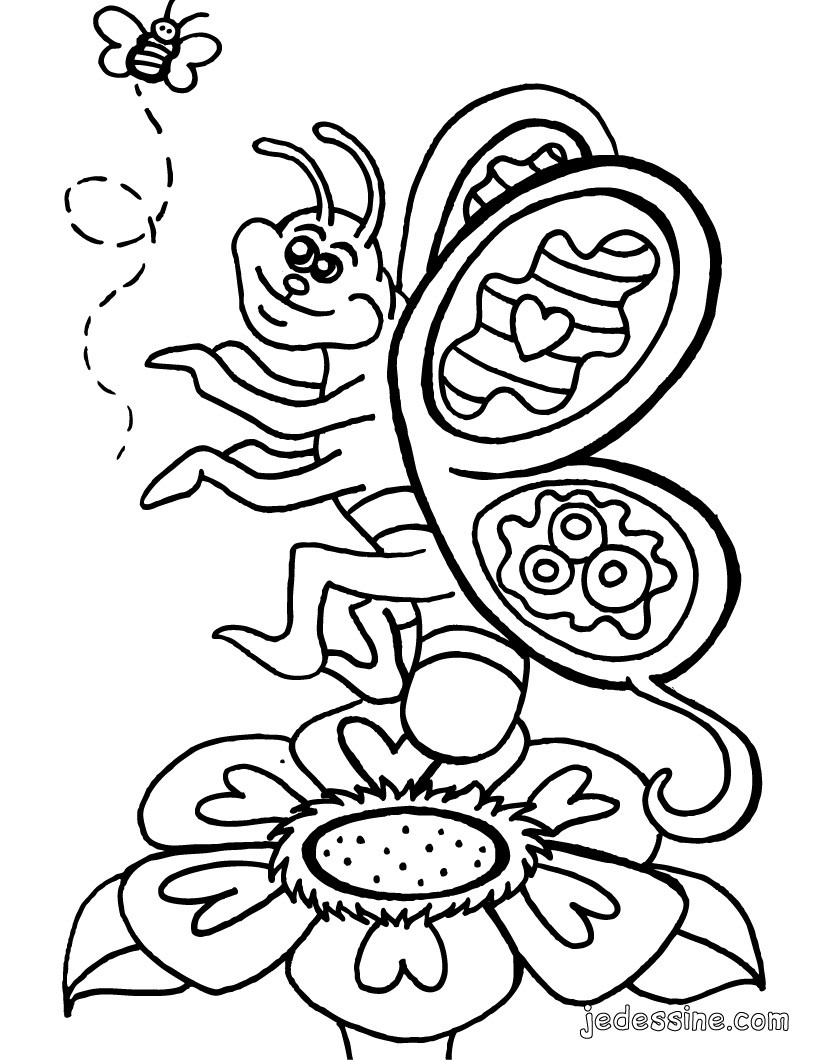 Coloriages papillon et abeille fr hellokids papillon et abeille