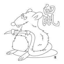 Coloriage du zodiaque chinois le Rat - Coloriage - Coloriage FETES - Coloriage SIGNES DU ZODIAQUE CHINOIS - Coloriage SIGNE CHINOIS RAT