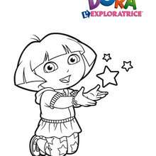 Coloriage de Dora qui touchent les étoiles - Coloriage - Coloriage DORA - Coloriages DORA
