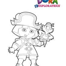 Coloriage de Dora habillée en pirate