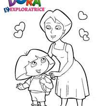 Coloriage de Dora et sa Maman