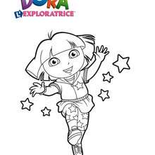 Coloriage de Dora et les étoiles - Coloriage - Coloriage DORA - Coloriages DORA