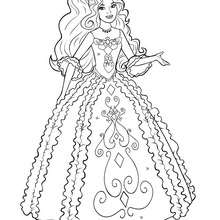 Coloriage de Renée dans sa belle robe - Coloriage - Coloriage BARBIE - Coloriage BARBIE ET LES 3 MOUSQUETAIRES - Coloriage RENEE