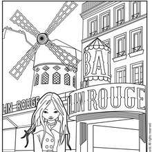 Coloriage de Jeanne Poésie devant le Moulin Rouge - Coloriage - Coloriage PERSONNAGE BD - Coloriage JEANNE POESIE