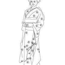 Princesse JAPONAISE à colorier - Coloriage - Coloriage PRINCESSE - Coloriage PRINCESSES JAPONAISES