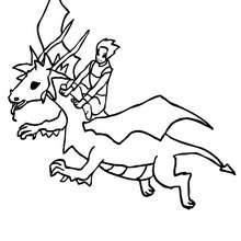 dragon volant et son chevalier - Coloriage - Coloriage GRATUIT - Coloriage PERSONNAGE IMAGINAIRE - Coloriage CHEVALIERS ET DRAGONS