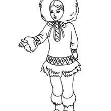 Princesse inuit  kawai - Coloriage - Coloriage PRINCESSE - Coloriage PRINCES ET PRINCESSES