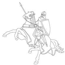 Coloriage : Chevalier en armure sur son cheval