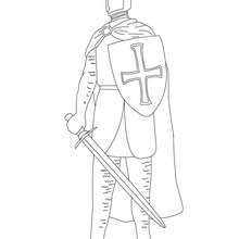 Coloriage : Chevalier avec son épée et son bouclier